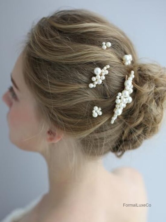Handmade Pearl Bridal Wedding Hair Accessories Clips Pins Set main image 5